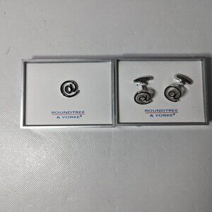 NEW- Mens Roundtree & Yorke Cufflinks & Lapel Pin Combo (@ Design) MSRP: $58